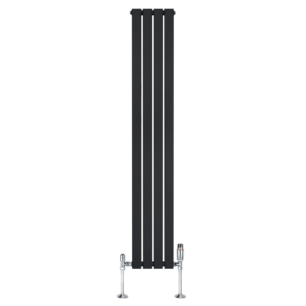 Radiatore Verticale 1800 x 280 mm con Valvole TRV Nero