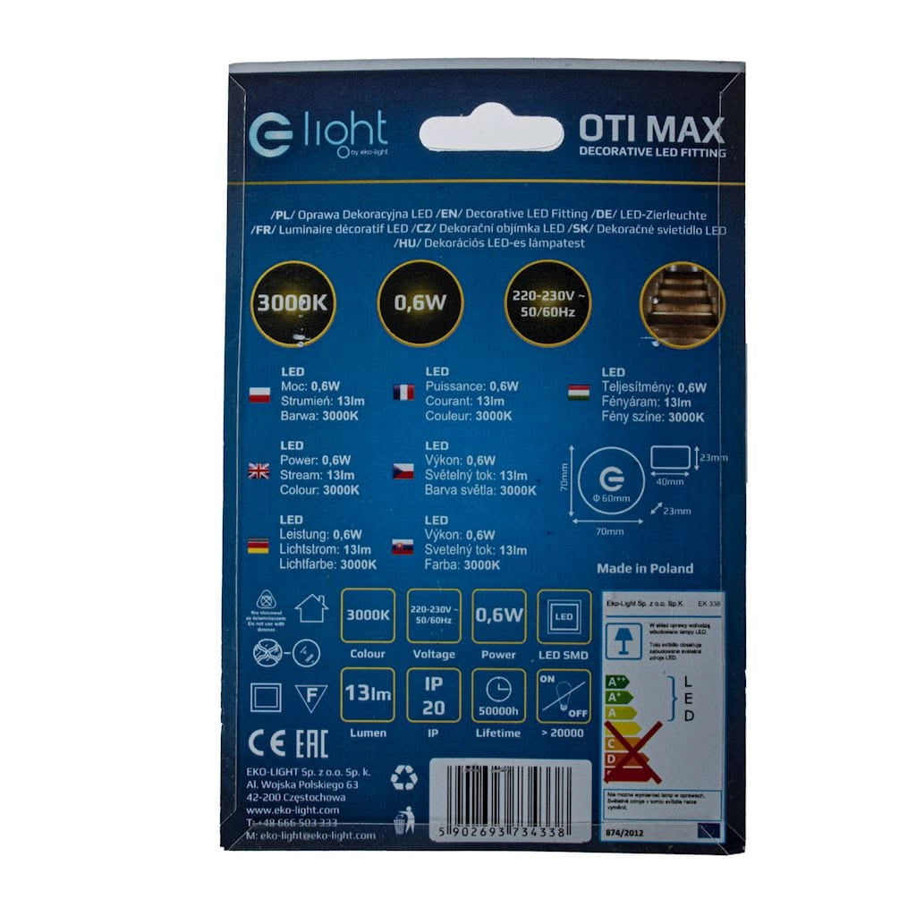 Faretto da incasso scala LED 0,6W 3000K Eko-Light OTI EKS4338
