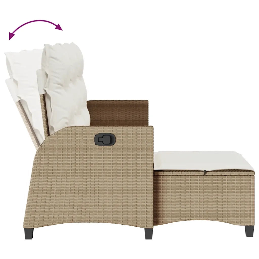 Divano da Giardino Reclinabile con Cuscini a L Beige Polyrattan 4108242