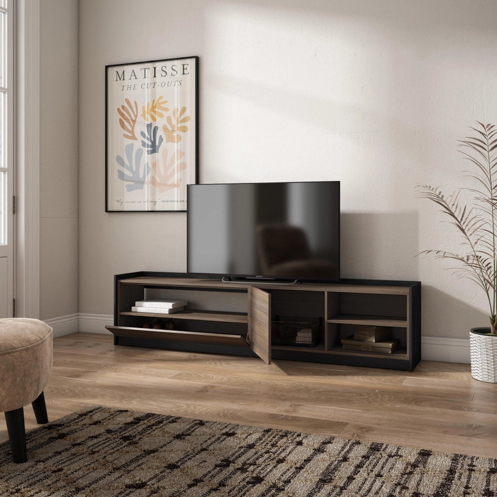 Mobile TV Soggiorno, 207x50x37 cm, Per TV fino a 80", Mobile Soggiorno, Rovere scuro e Nero