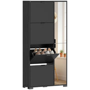 Scarpiera con Specchio e 4 Cassetti a Ribalta ¨C Zephmum ¨C Nero