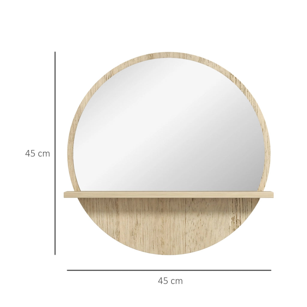 Specchio Bagno Rotondo con Ripiano ¨C zephmum ¨C Truciolato e Vetro, ?45x10 cm