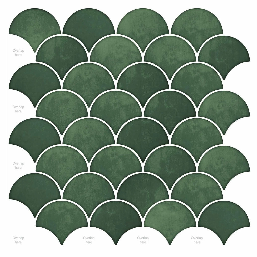 Piastrella a scaglie di pesce 10 pz Verde Scuro 30 x 30 cm CFW6563011