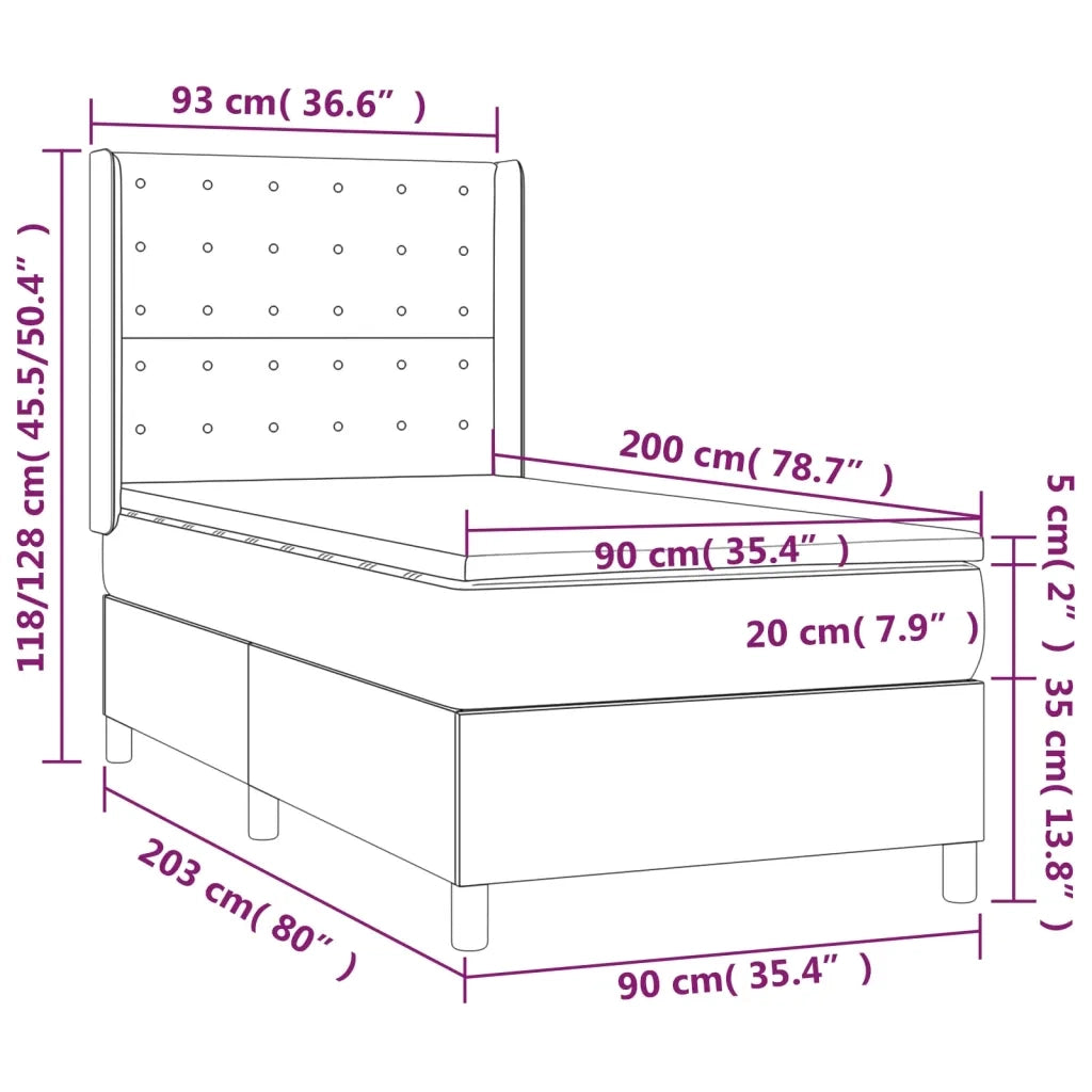 Letto a Molle con Materasso e LED Blu 90x200 cm in Tessuto 3138611