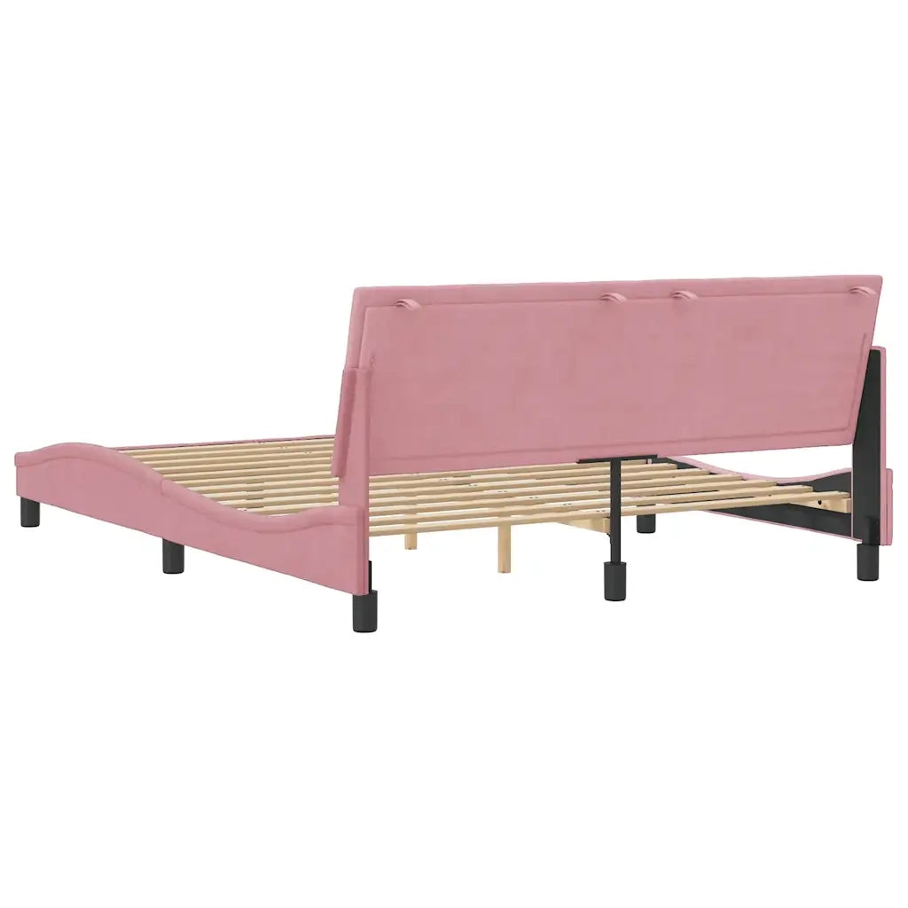 Letto matrimoniale | Letto per adulti | Giroletto senza Materasso Hanko Rosa 160x200 cm in Velluto