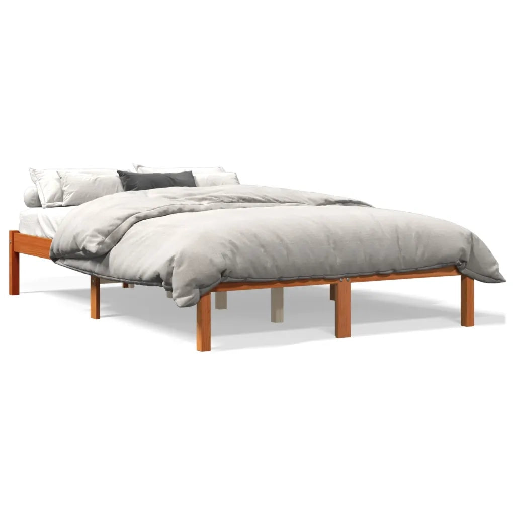 Letto matrimoniale | Letto per adulti | Letto senza Materasso Marrone Cera 135x190 cm in Legno di Pino