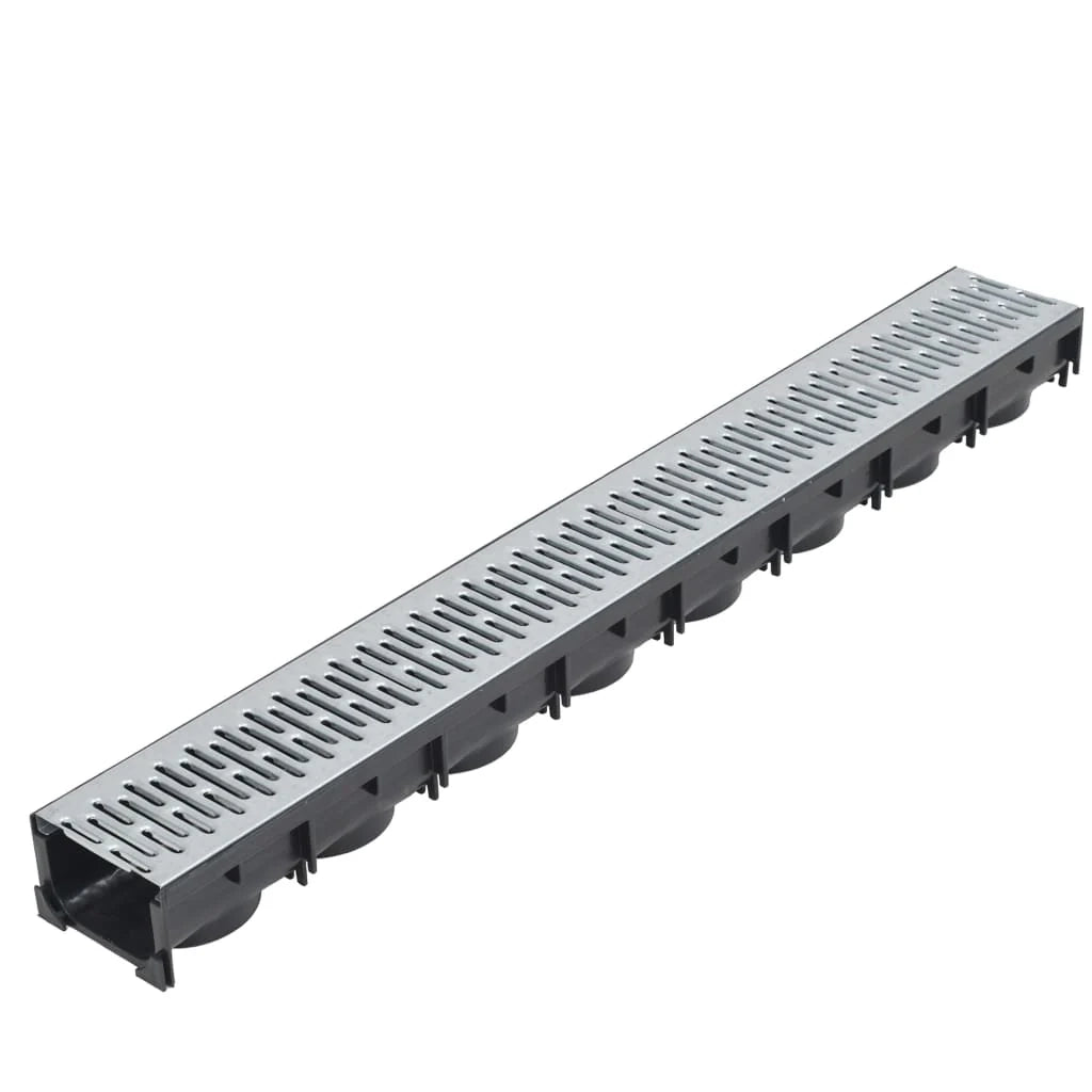 Set di 3 canaline di drenaggio in acciaio per drenaggio vialetto 100 cm patio esterno 02_0002993