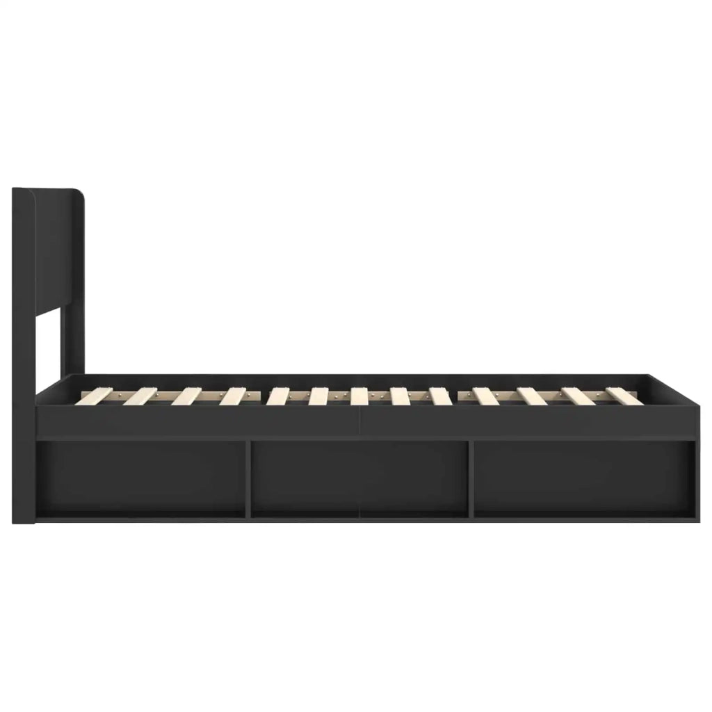 Struttura del letto con stoccaggio e testata Nero 100 x 200 cm 3414244