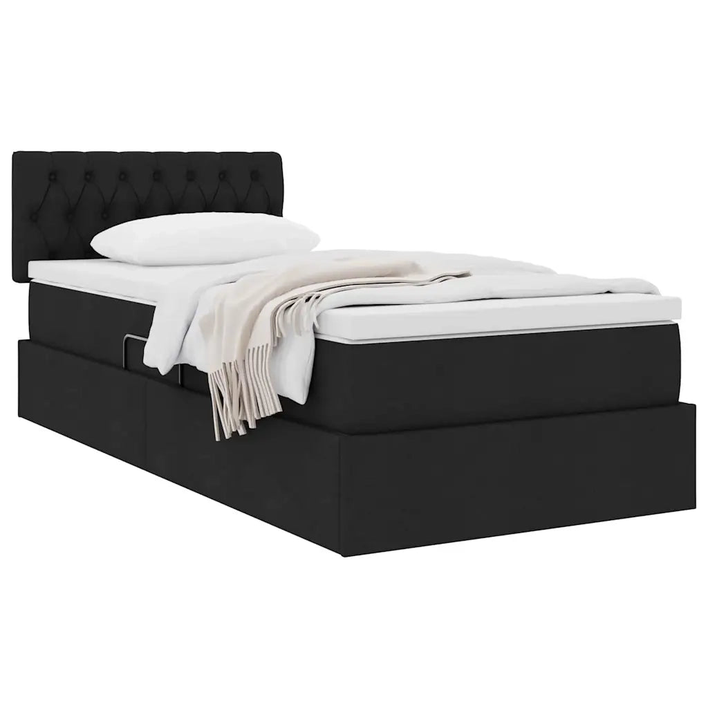 Letto con contenitore e materasso Nero 100 x 200 cm