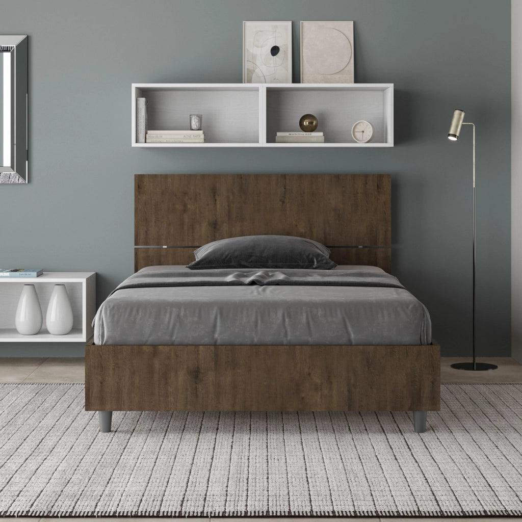 BS COM Letto una piazza e mezza con rete 120x190 testata inclinata noce