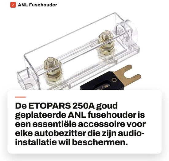 Fusibile 250A - Piastrina in Oro - Per Auto - Protezione contro Corrente Eccessiva - Adatto per 0/2/4 Gauge - Installazione Facile - Piastrina Fusibile