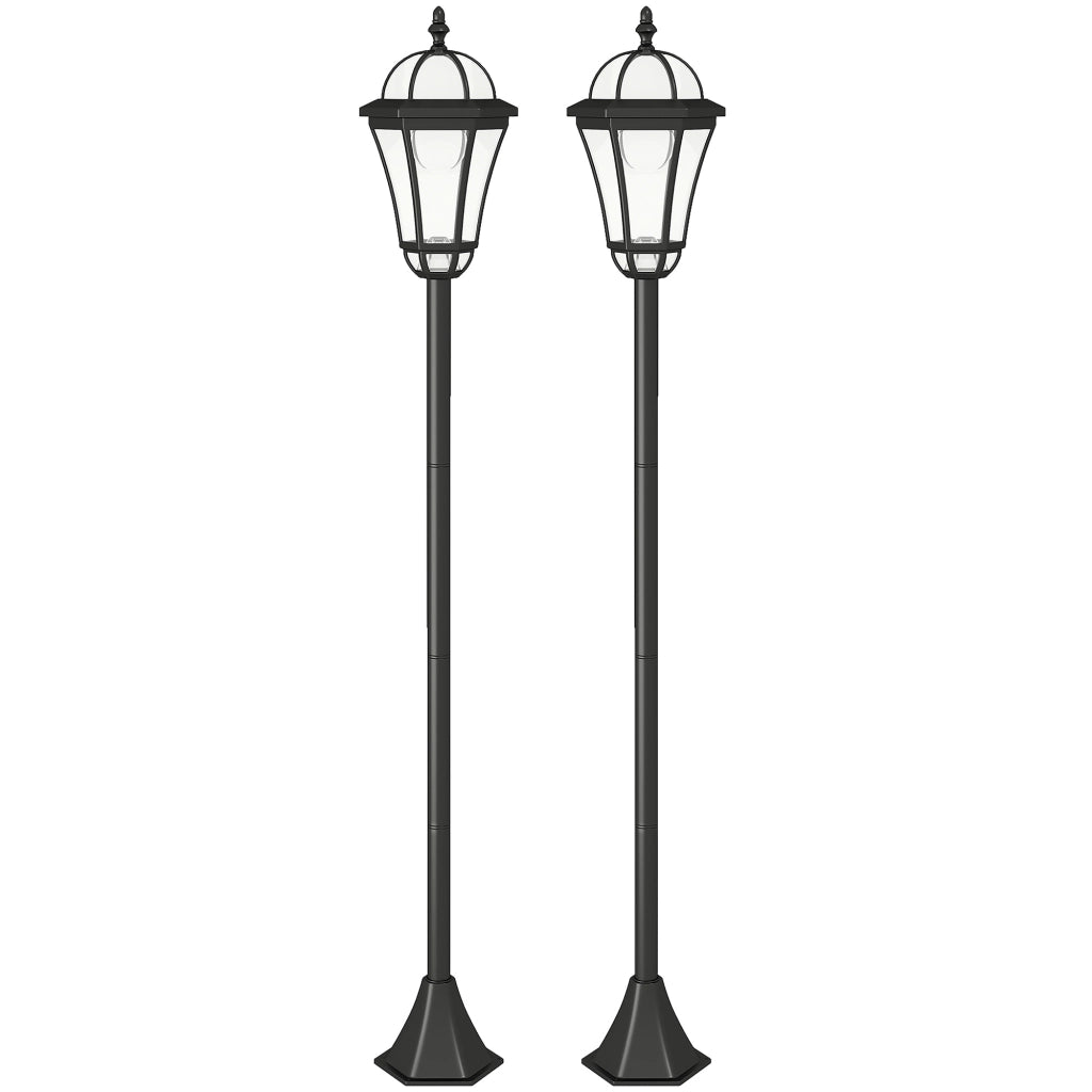 Set Lampioni Solari per Giardino ¨C Minimal ¨C 2 Pezzi, Nero