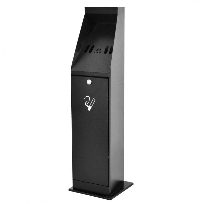 Posacenere a Colonna 23,5x86x23,5 cm in Metallo Nero 5L per Interno Esterno