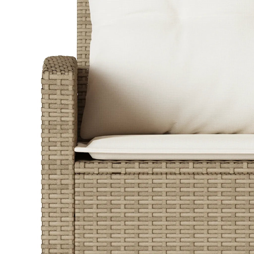 Divano a Forma di L con Cuscini in Polyrattan Beige