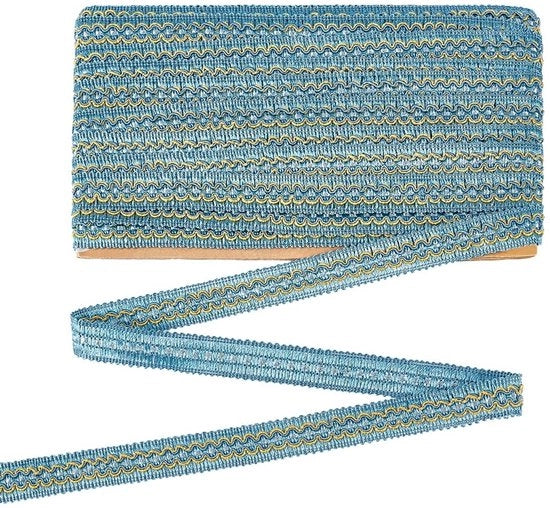 Decorazione con Lint a Mano - 12 m - Blu Pastello - Lint Decorativo - Copertura a Mano - Progetto di Ricamo - Materiale a Poliestere - 21 mm di Larghezza - Lint Decorativo