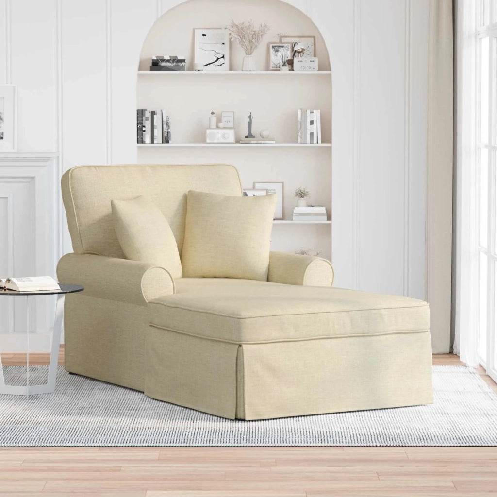 Chaise Longe con Gonna con cuscino 3 pcs Crema Tessuto