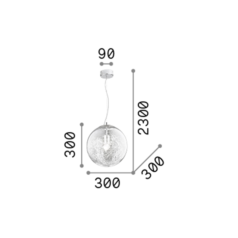 Sospensione Moderna Mapa Vetro Cromo 1 Luce E27 D30Cm