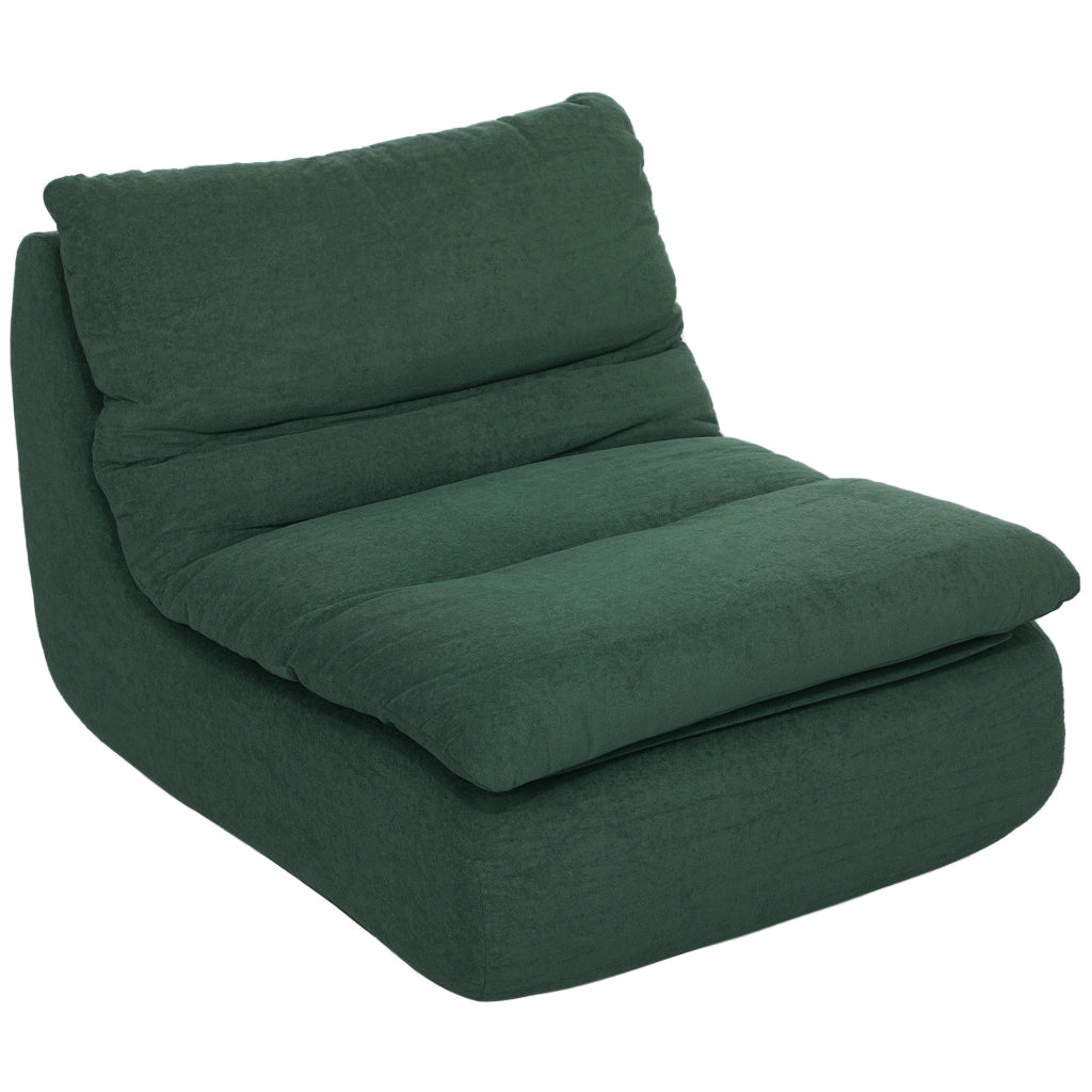 Sedia da Terra Moderna e Imbottita in Tessuto Effetto Velluto Verde e Schiuma, 82x103x75 cm