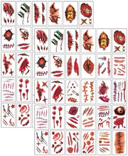 Tatuaggi Realistici Effetto - Tatuaggi di Halloween - Tatuaggi Temporanei - Resistente all'Acqua - Facile da Applicare - Stickers 3D con Sintetico Sangue - Tatuaggio Falso