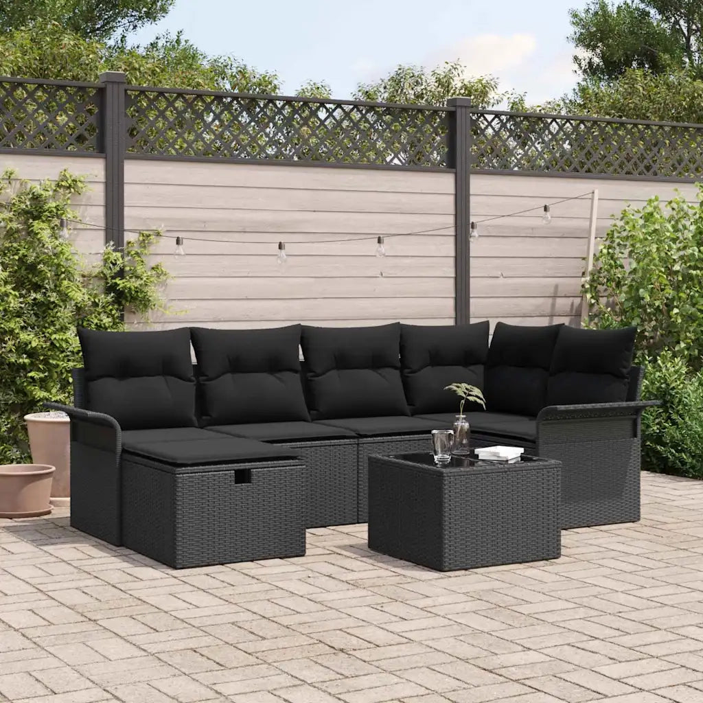 Set Divano da Giardino con cuscino 7 pcs Poly Rattan 3360224