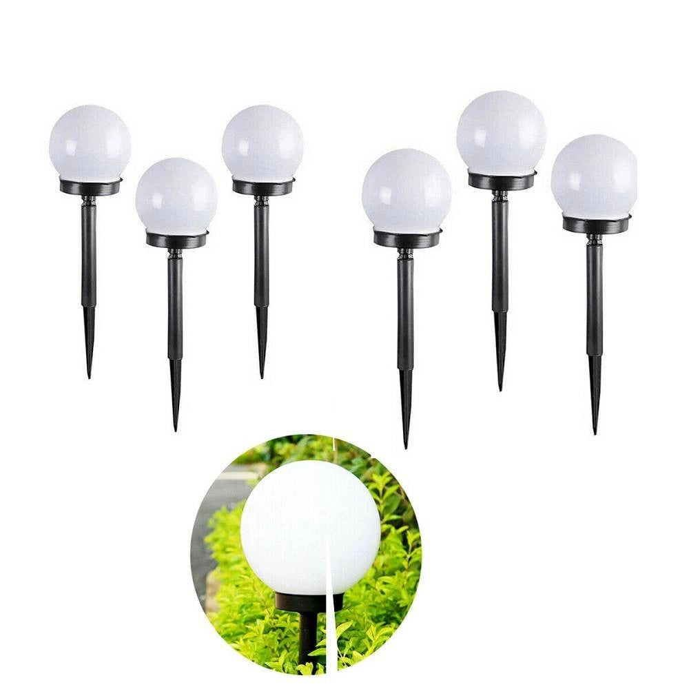Trade Shop - 6 Lampione Solare 1 Led Giardino 10 Cm Picchetto Lampade Globo Esterni Te-b0164 -