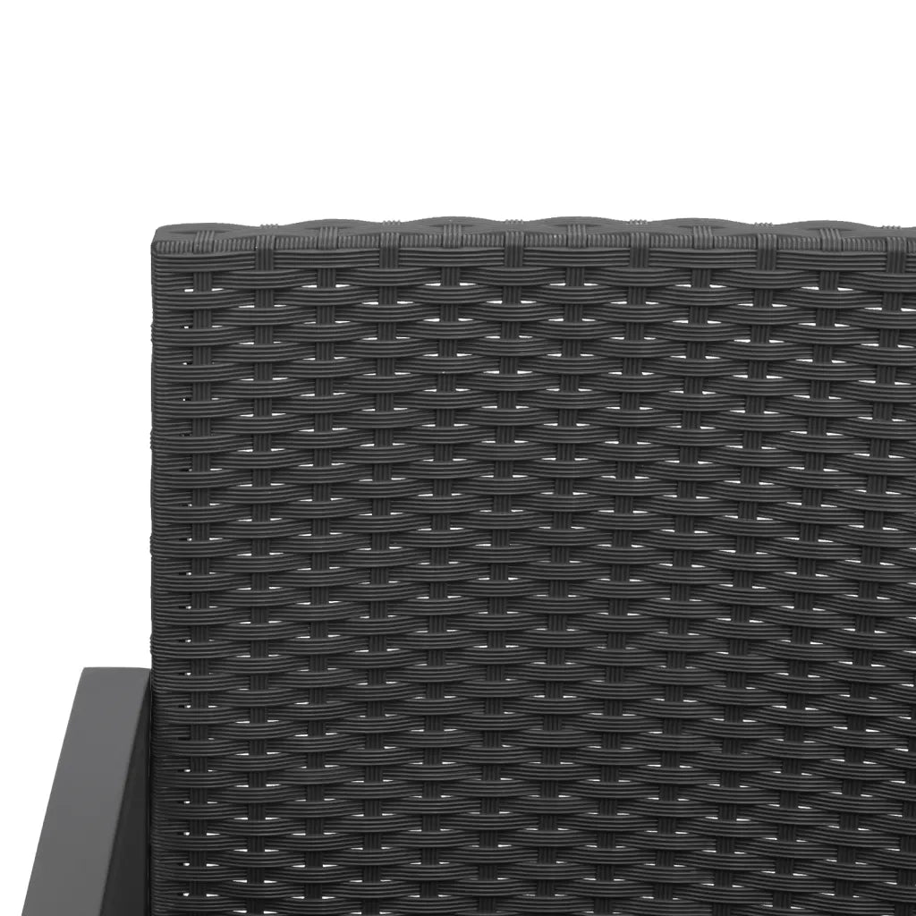 Panca da Giardino a 2 Posti con Cuscini in Rattan PP Nero 360209