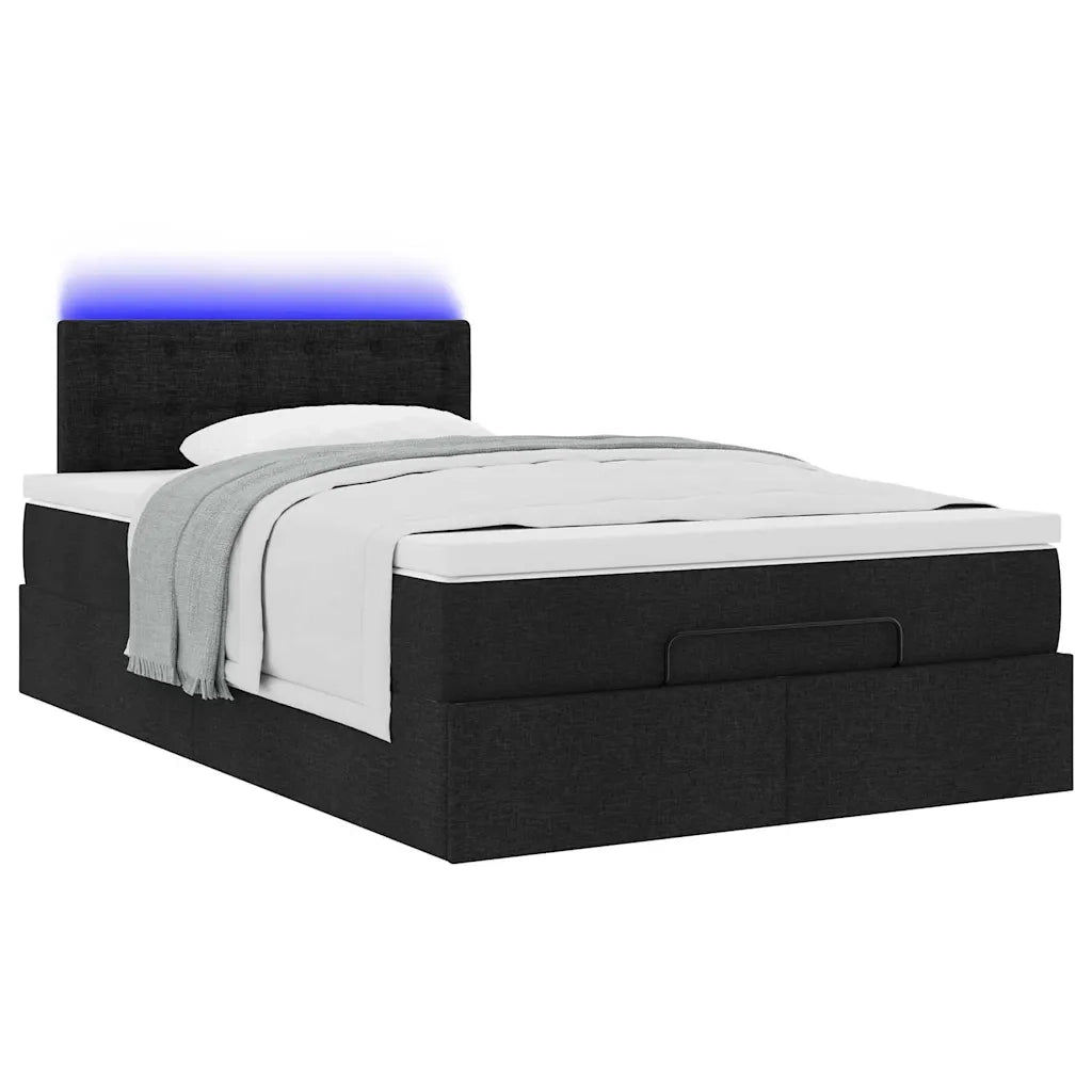 Pouf Letto con Materasso Nero 120x200 cm in Tessuto 3312466