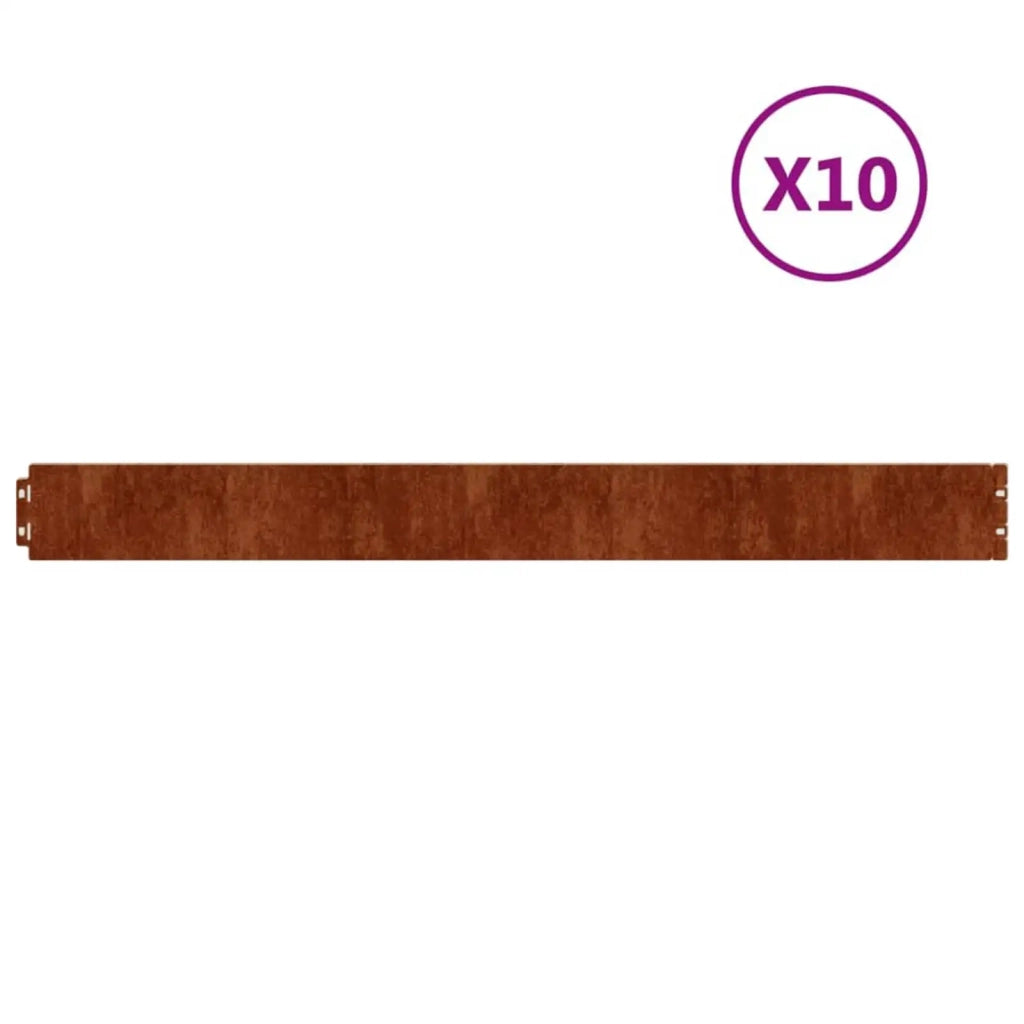 Bordure per Prato 10 pz 10x103 cm Flessibili in Acciaio Corten 821890