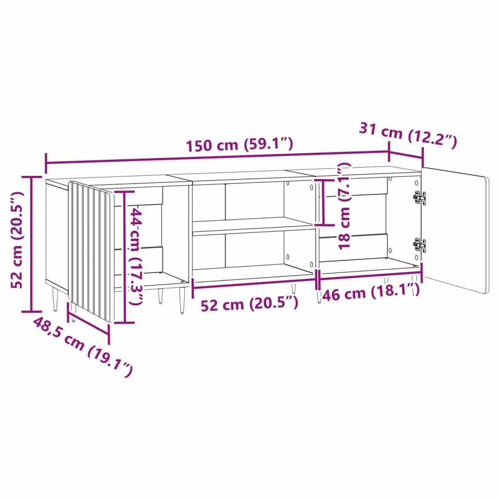 Mobile TV | Armadietto TV | Mobile Porta TV Grigio Sonoma 150 x 31 x 52 cm Legno ingegnerizzato
