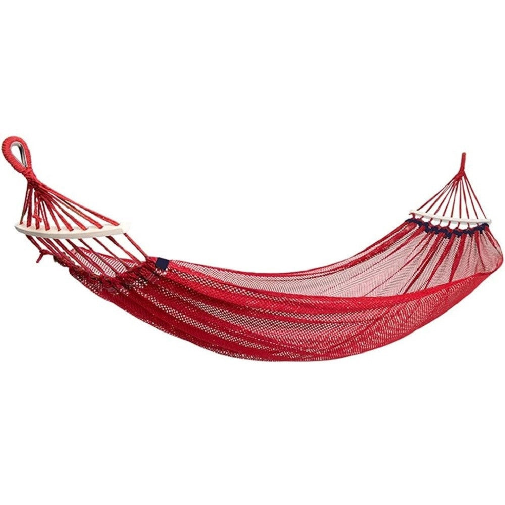 Trade Shop - Amaca In Rete Singola Portatile Dondolo Per Giardino Cortile Campeggio Rossa -