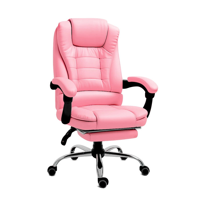 SEDIA DA UFFICIO ERGONOMICA RECLINABILE REGOLABILE IN ALTEZZA CON POGGIA PIEDI ROSA