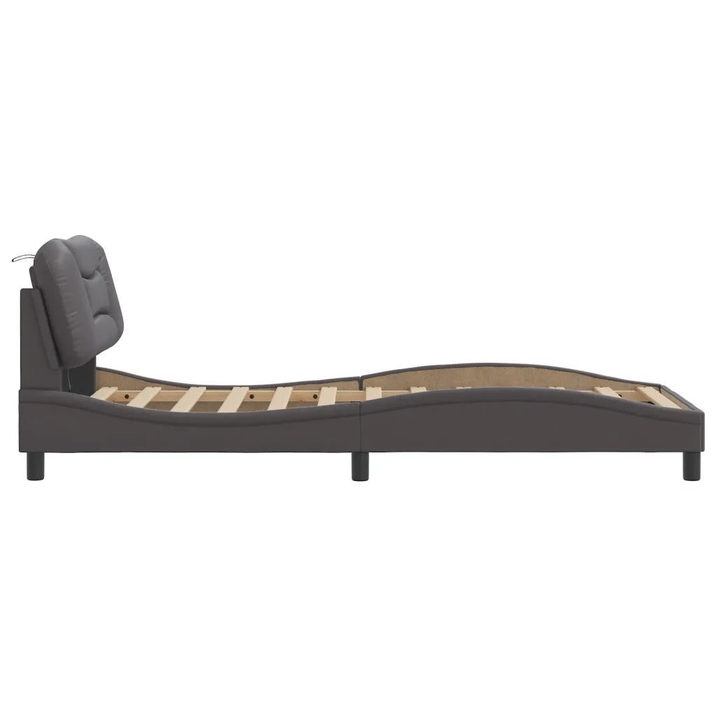Giroletto con LED senza Materasso-Struttura Letto Hvar Grigio 80x200 cm