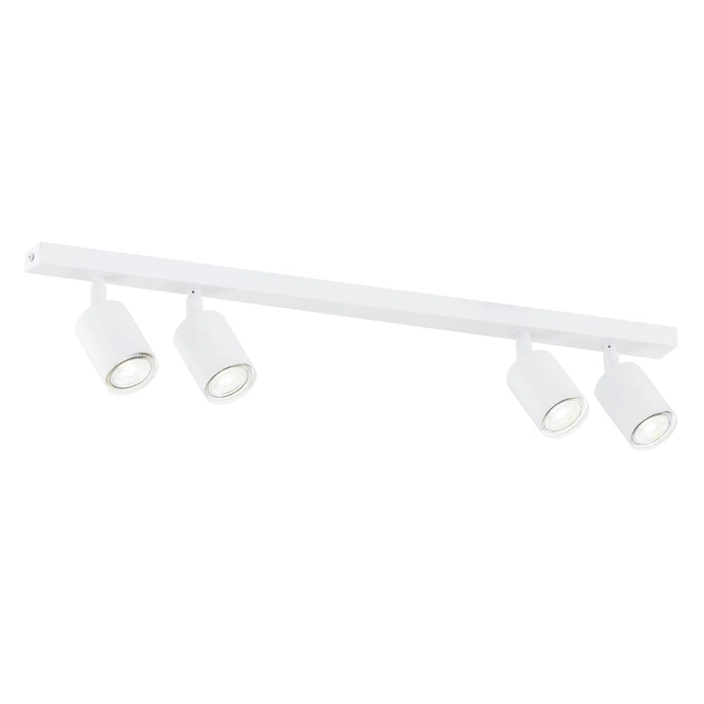 Plafoniera Moderna 4 Luci Faretti Khnum In Acciaio Bianco