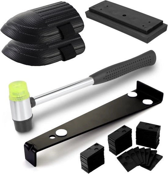 Kit di installazione in vinile con lamina - Kit di pavimentazione in legno con supporti di distanziamento, mazzetta e trapano a vite a filo