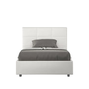 Letto Matrimoniale Francese 140x210 cm con Rete e Contenitore Mika Bianco
