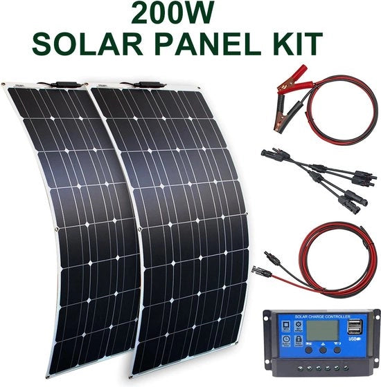 Pannello Solare Flessibile - Kit Completo - Sistema Energia Solare 200W - Flessibile - UltraDura 3MM - Leggero - Pannello Solare per Camper