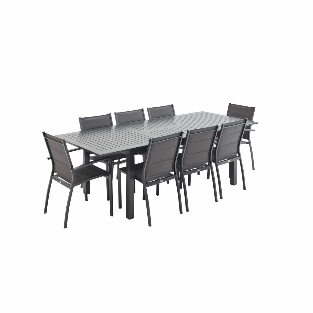Set tavolo da giardino allungabile in alluminio con 8 posti, antracite