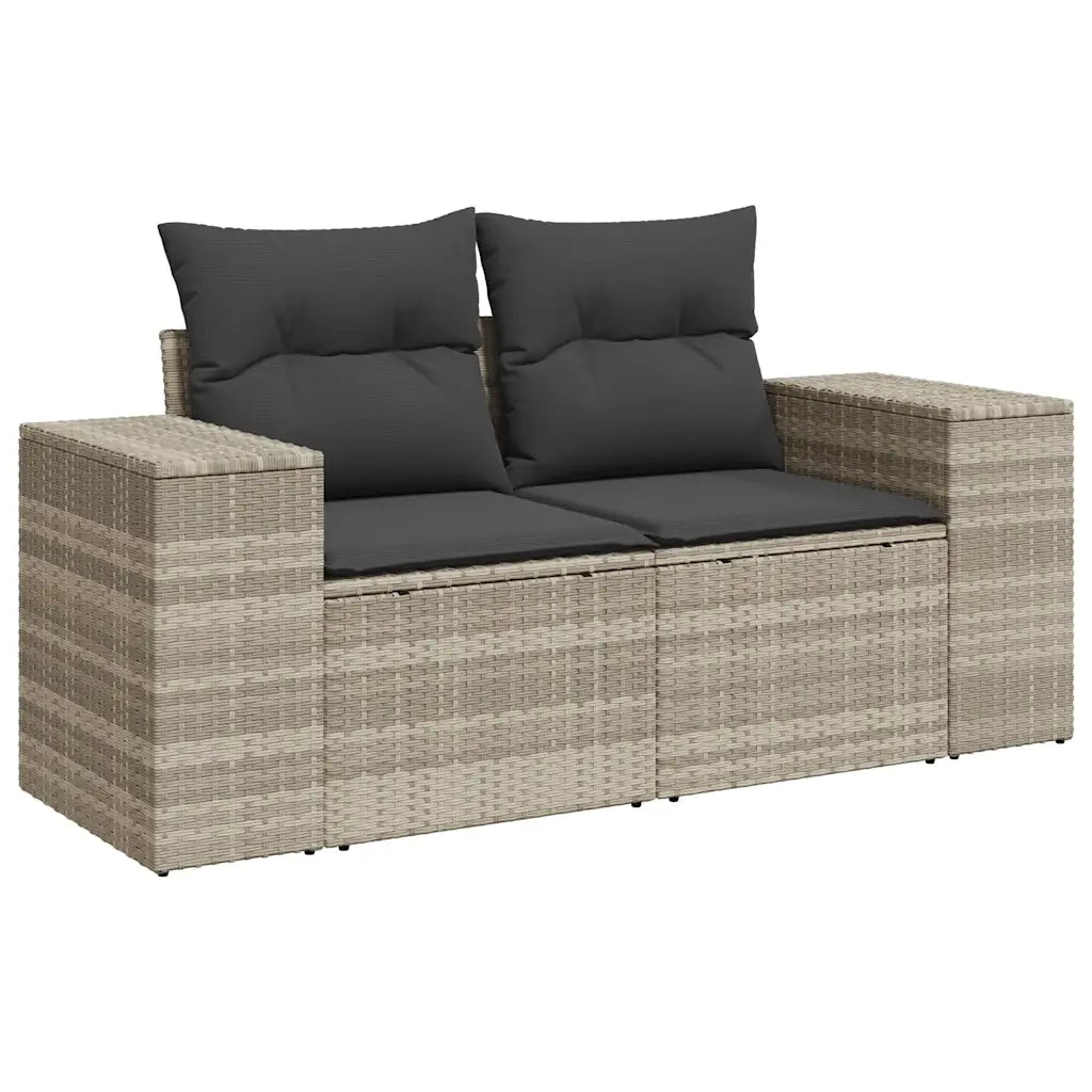 Set Divano da Giardino 4pz con Cuscini Grigio Chiaro Polyrattan 3222281