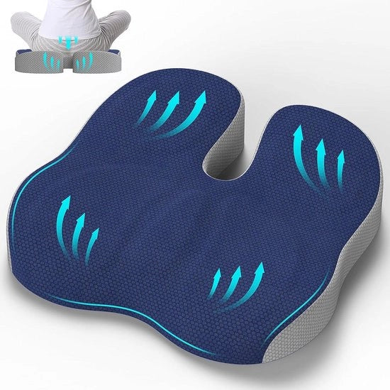 Cuscino Ergonomico e Ortopedico per Sedia e Auto - Blu Marina