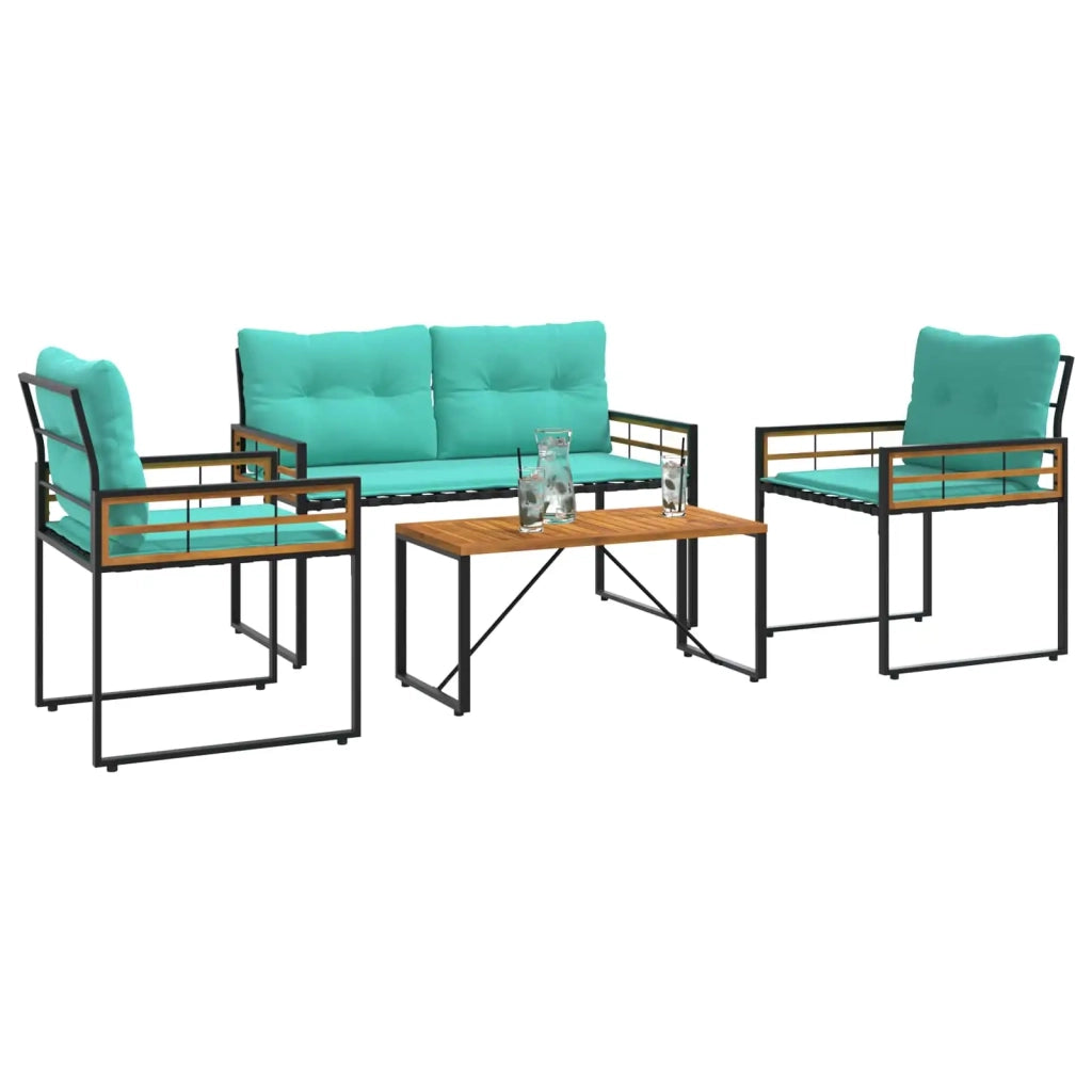 Set di Mobili da Esterno con cuscino 4 pcs Turchese