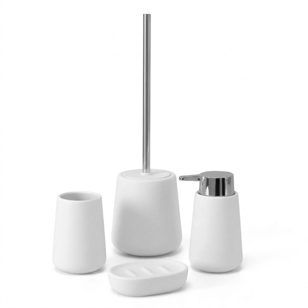 Porta spazzolini bagno turchese e cromo in ceramica Sidney