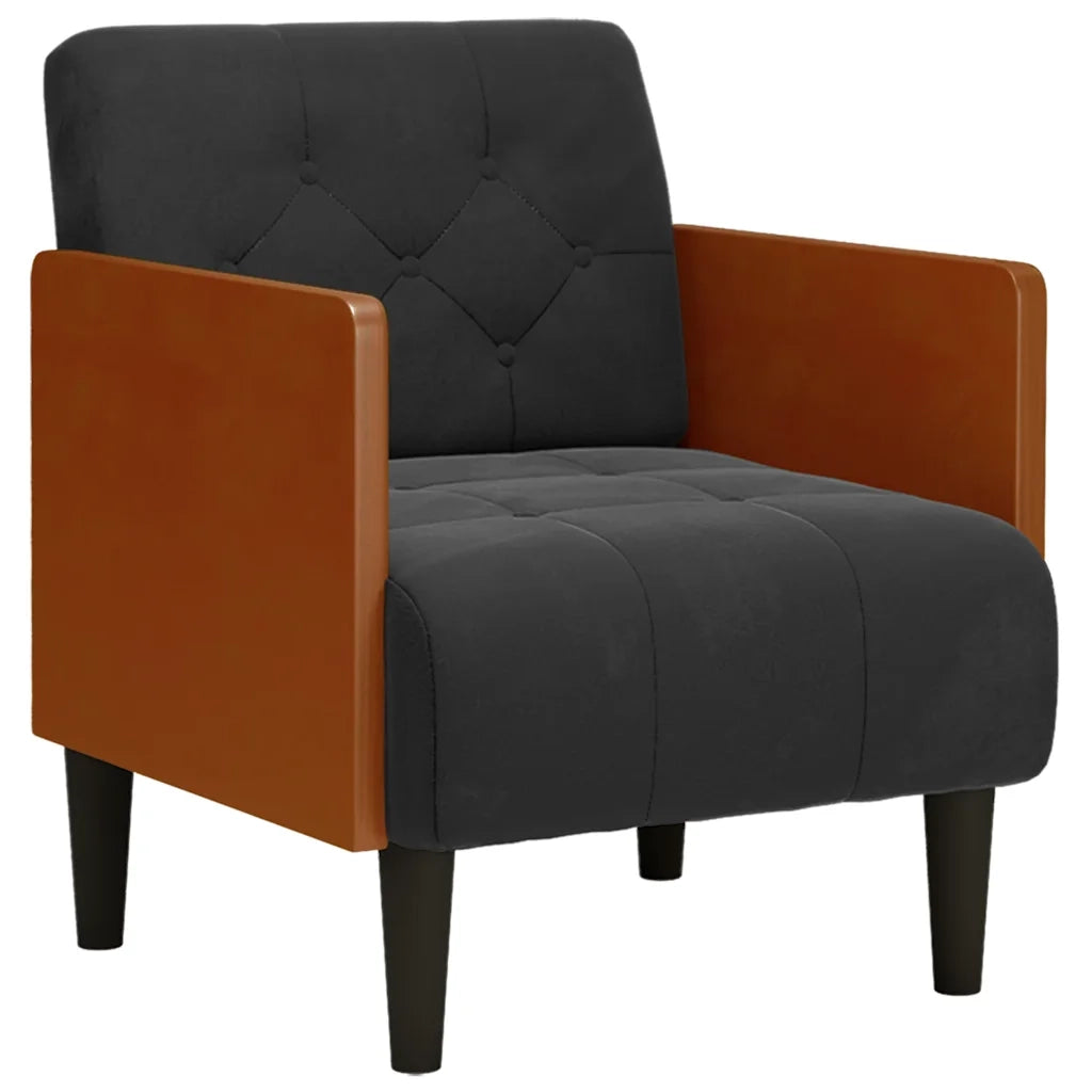 Divano Sedia con Braccioli Nero 55 cm in Velluto 4100597