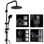 Trade Shop - Colonna Doccia Saliscendi Altezza Regolabile Set Completo Soffione Doccetta Nero -