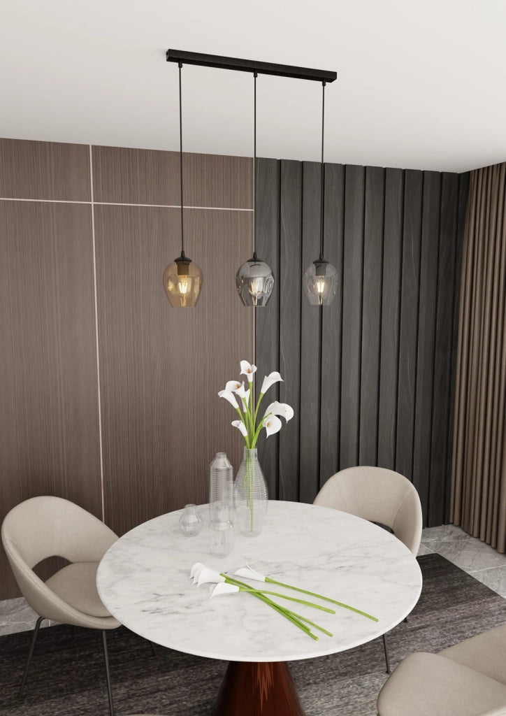 Lampadario Emibig Istar 3, 3xE27 vetro multicolor nero