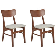 Set di 2 sedie da pranzo Struttura in legno di gomma scuro Seduta in tessuto poliestere tortora Design retrò senza braccioli