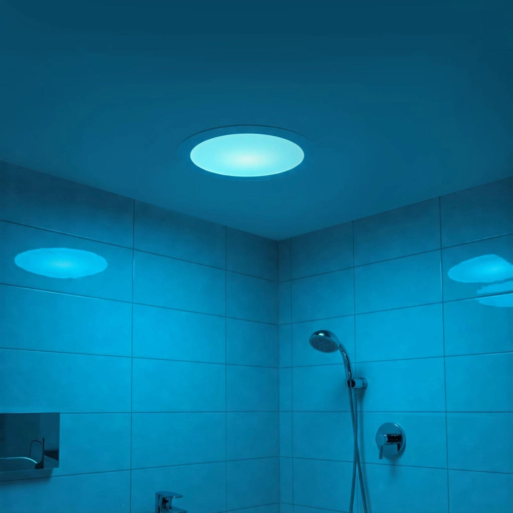 Faretto LED incasso pannello tondo slim DMX RGB multicolore luce calda 24V impermeabile cromoterapia box doccia bagno 12W foro 125mm