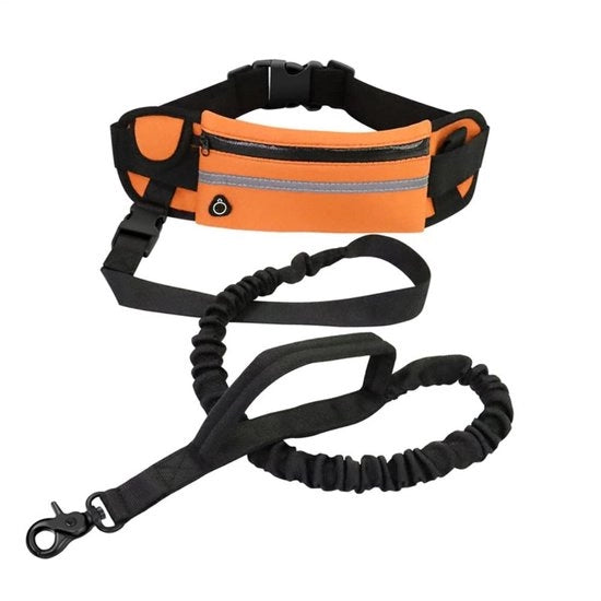 Cintura per cani Handsfree - Riﬂessiva - Adattabile - Chiusura di sicurezza - Cordino elastico - Lunghezza 120 cm - Cintura per cani
