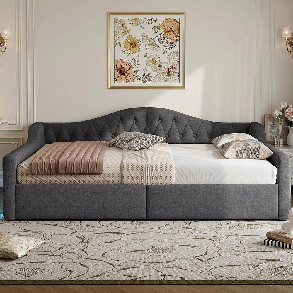 Letto imbottito - Xylo - 140x200cm LED con contenitore, grigio