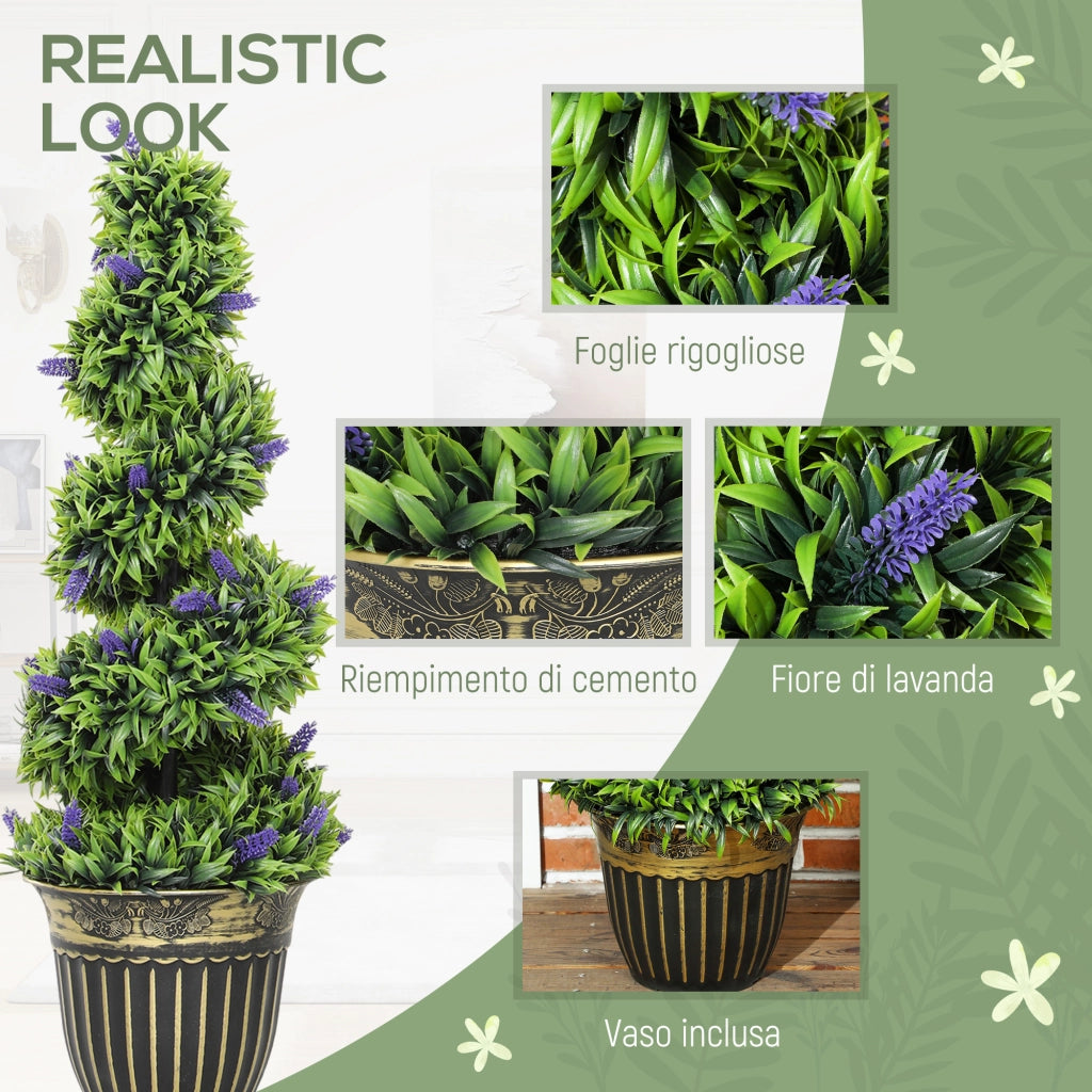 Set 2 Piante Artificiali Spirale PE ¨C Xylo ¨C Verde Blu 90cm con Vaso