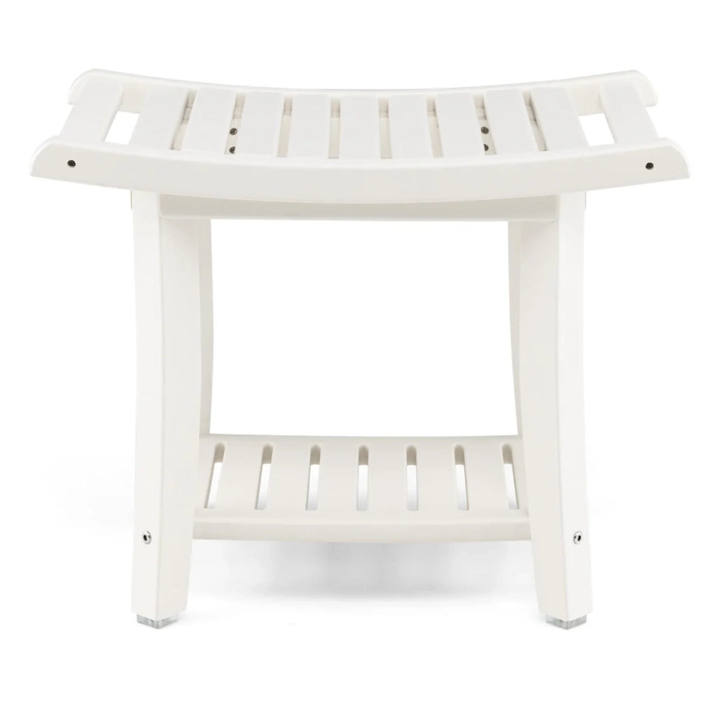 Sgabello da bagno 60,5 x 34 x 48 cm antiscivolo 2 ripiani ergonomico moderno HDPE bianco 20_0014185